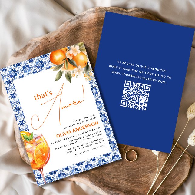 QR Code That's Amore Spritz Bridal Shower Invitation (Creator Uploaded)