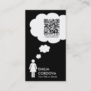 qr code thought bubble (female stick figure) business card