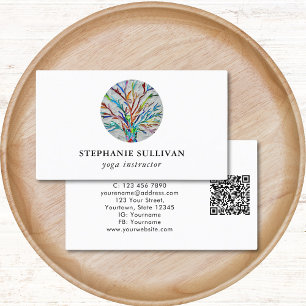 QR Code Tree of Life Yoga Instructor Business Card