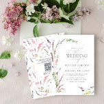 QR Code Trendy Elegant Wildflower Floral Wedding Invitation<br><div class="desc">Introducing the QR Code Trendy Elegant Wildflower Floral Wedding Invitation! Everyone will love this beautiful and delicate wedding invitation full of modern, elegant details. It starts with a casual arrangement of lilac lavender, blush pink, yellow, and blue wildflowers and botanical greenery. To top it off, you can personalise your details...</div>