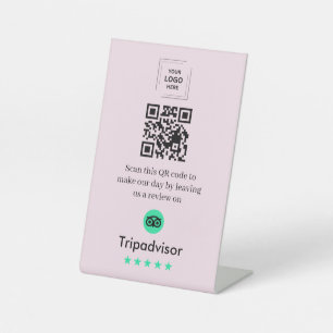 QR Code Tripadvisor Review Link Tabletop Pedestal Sign