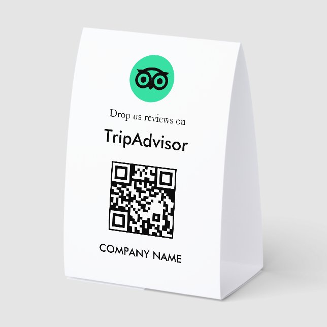 QR Code Tripadvisor Review Table Tent Display (Front)