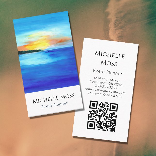 QR code Tropical Beach Abstract Event Planner Business Card (Creator Uploaded)