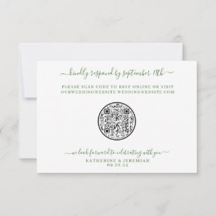 QR Code Tropical Floral Pineapple Wedding RSVP Card