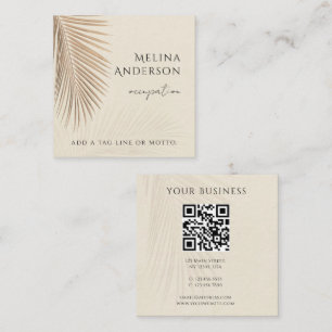 QR Code Tropical Palm Square Business Card