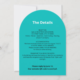 QR Code Turquoise Wedding Details Card