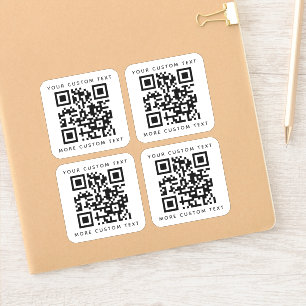 QR code two lines of text above and below square