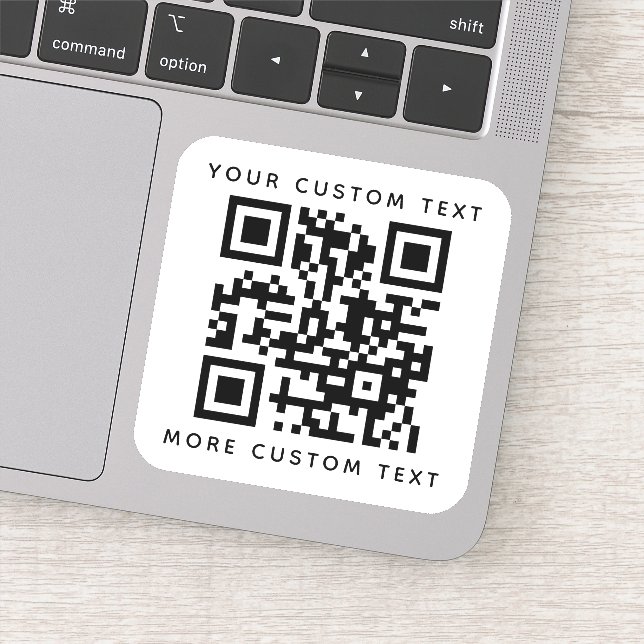 QR code two lines of text above and below square (Detail)