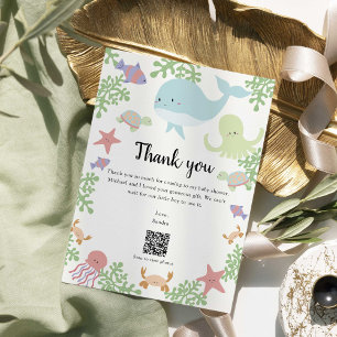 QR Code Under the Sea Baby Shower Thank you Card