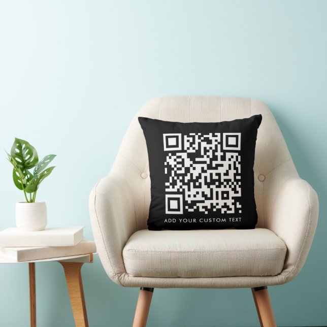 QR Code Upload | Black Minimalist Simple Scan Me Cushion (Chair)