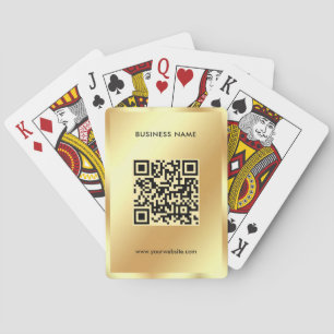 QR Code Upload Business Logo Glamour Gold Playing Cards