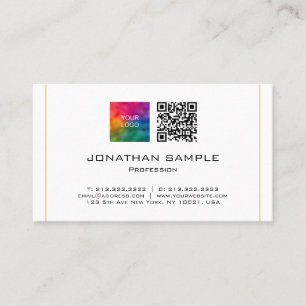 QR Code Upload Corporate Logo Professional Elegant Business Card