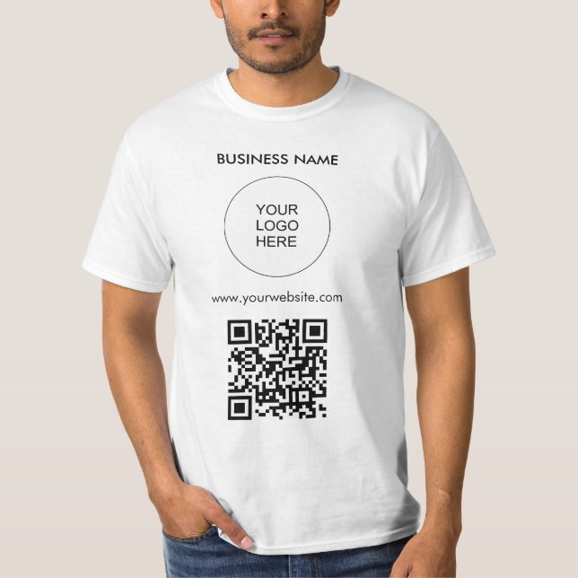 QR Code Upload Logo Template Mens Modern Value T-Shirt (Front)