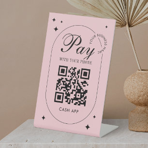 QR Code Venmo Payment Girly Pink Scan to Pay Pedestal Sign