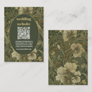 qr code Vintage Floral Art Nouveau Wedding Enclosure Card