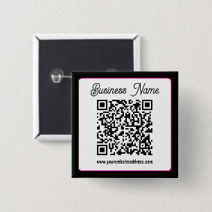 QR Code w/Script Cursive Handwriting 15 Cm Square Badge