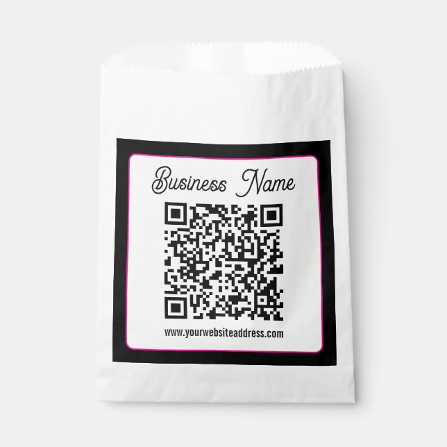 QR Code w/Script Cursive Handwriting Favour Bags (Front)