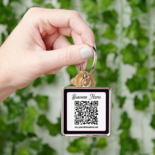 QR Code w/Script Cursive Handwriting Key Ring