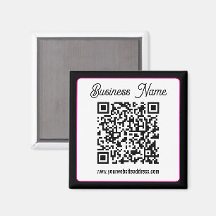 QR Code w/Script Cursive Handwriting Magnet