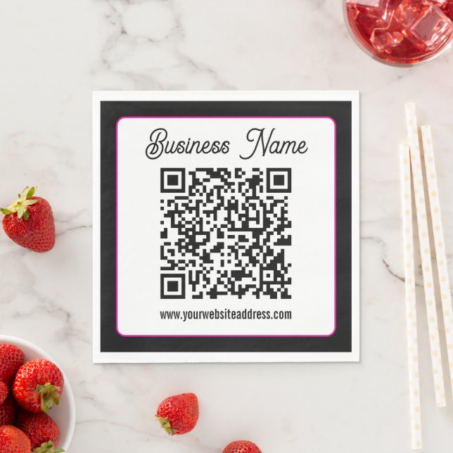 QR Code w/Script Cursive Handwriting Napkin (Insitu)