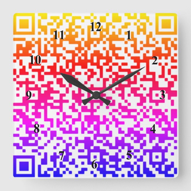 QR Code Wall Clock - Rainbow Colours (Front)