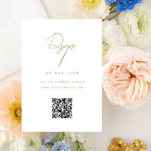 QR Code Website Elegant Minimalist Script Gold RSVP Card