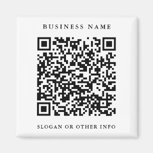 QR Code Website Link Black & White Business Magnet