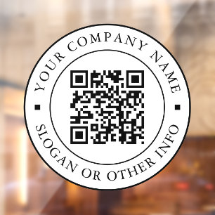 QR Code Website Link Black & White Business Window Cling