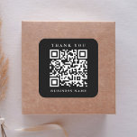 QR Code Website Link Thank You Business Black Square Sticker<br><div class="desc">Simple thank you sticker with your QR code website link. For more advanced customisation of this design,  please click the BLUE DESIGN TOOL BUTTON above!  Matching items are also available.</div>