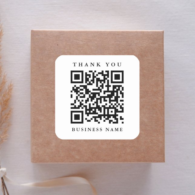 QR Code Website Link Thank You Business  Square Sticker (Creator Uploaded)