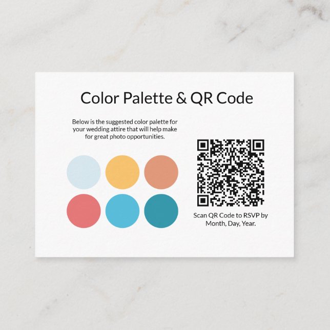 QR Code Wedding Attire Coral Enclosure Card (Back)