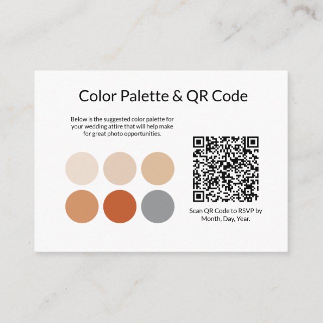 QR Code Wedding Attire Terracotta Enclosure Card (Back)