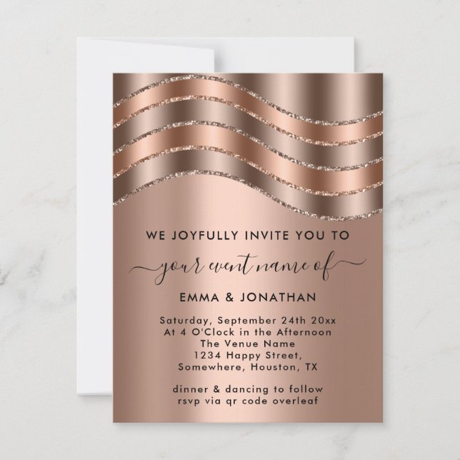 QR Code Wedding Bridal Shower Birthday Rose Blush (Front)