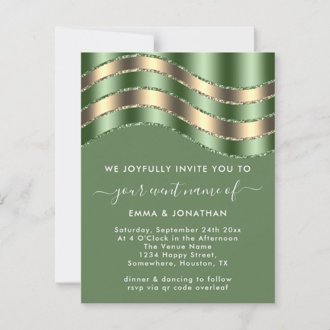 QR Code Wedding Bridal Shower Mint Green Golden (Front)