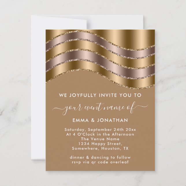QR Code Wedding Bridal Shower Rose Gold Beige (Front)
