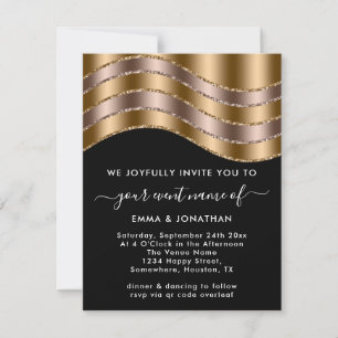 QR Code Wedding Bridal Shower Rose Gold Black