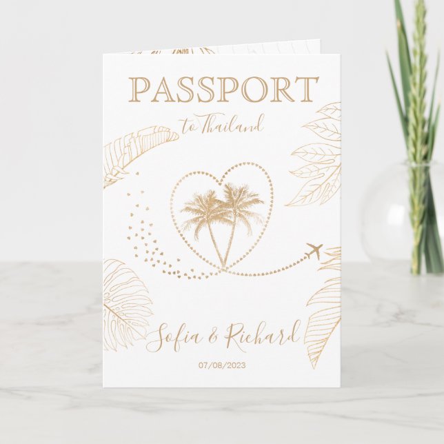 QR Code Wedding Destination Passport World Map  Invitation (Front)