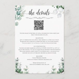 QR Code Wedding Details Enclosure Card