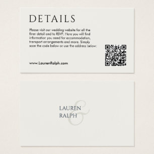QR Code Wedding Details Enclosure Card