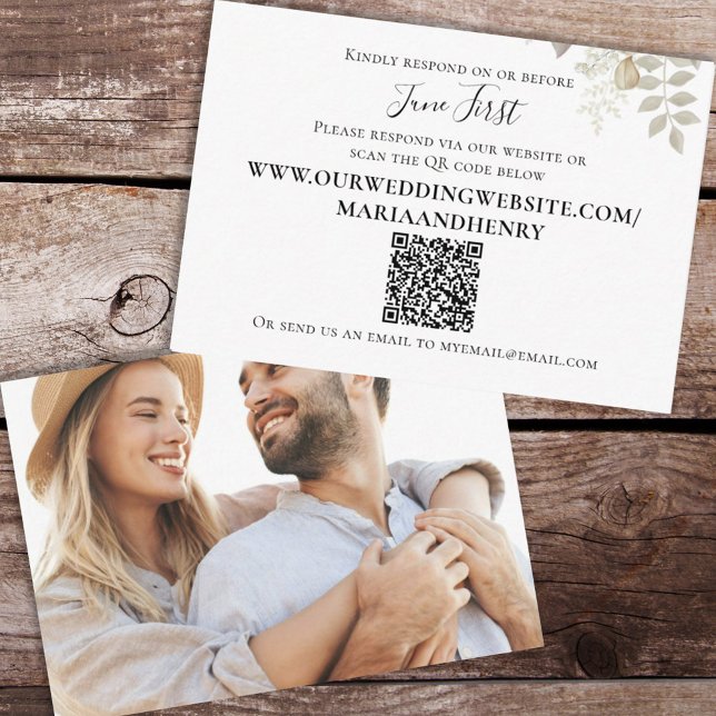 QR Code Wedding Elegant Burgundy Response Enclosure Card (Creator Uploaded)