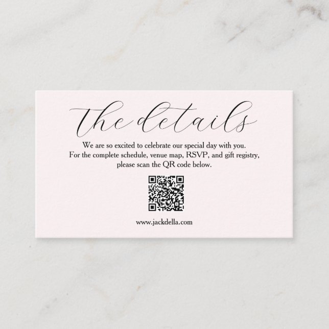 QR Code Wedding Information Enclosure Card (Front)