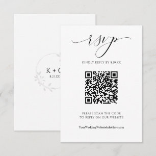 QR Code Wedding Modern Luxury Elegant Script RSVP  Card