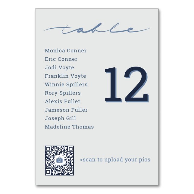QR Code Wedding Photo Dump & Table Number (Front)