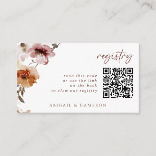 QR Code Wedding Registry Card Terracotta Floral