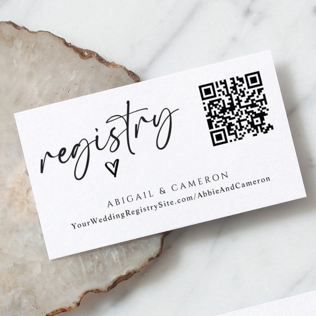 QR Code Wedding Registry Modern Simple Handwriting Enclosure Card (Creator Uploaded)
