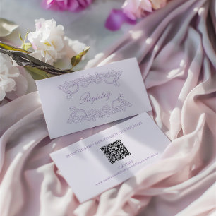 QR Code Wedding Registry Purple Elegant Vintage Enclosure Card