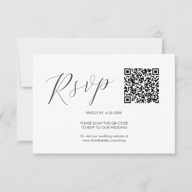 QR code Wedding RSVP Cards Simple (Front)