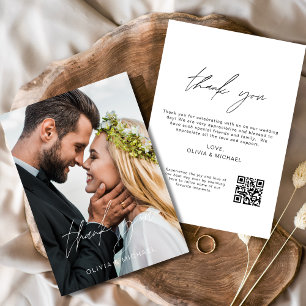 QR Code Wedding Thank You Photo Minimalist Card