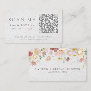 QR Code & Wedding Website Blush Pink Floral RSVP Enclosure Card