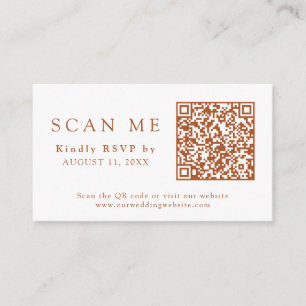 QR Code & Wedding Website Burnt Orang Wedding RSVP Enclosure Card